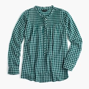 J. Crew Ruffle classic popover shirt in mini windowpane